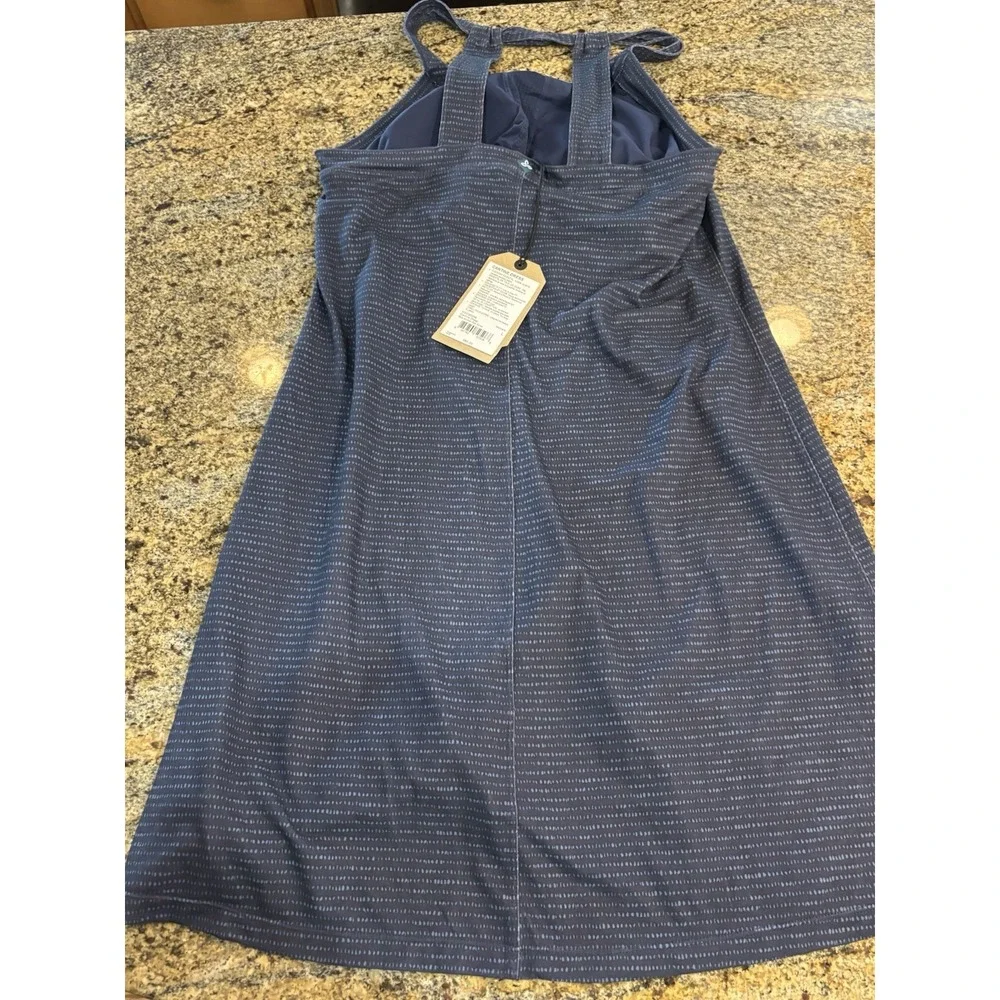 NWT Prana Cantine Athletic Dress Blue Anchor Sea Spray Size L Removable Bra Pads